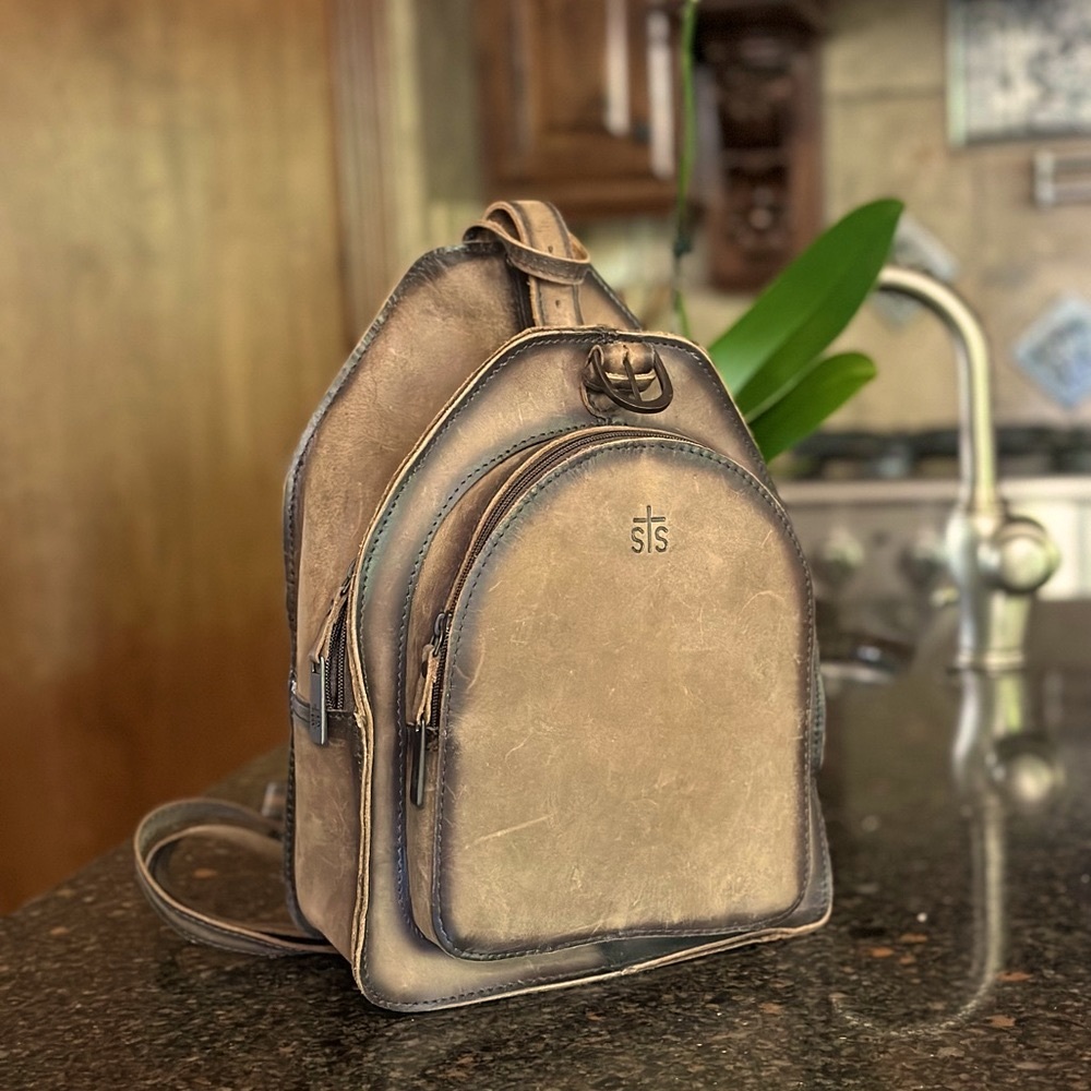 Real leather backpack